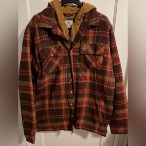 Men’s flannel with lined zip up hoodie.